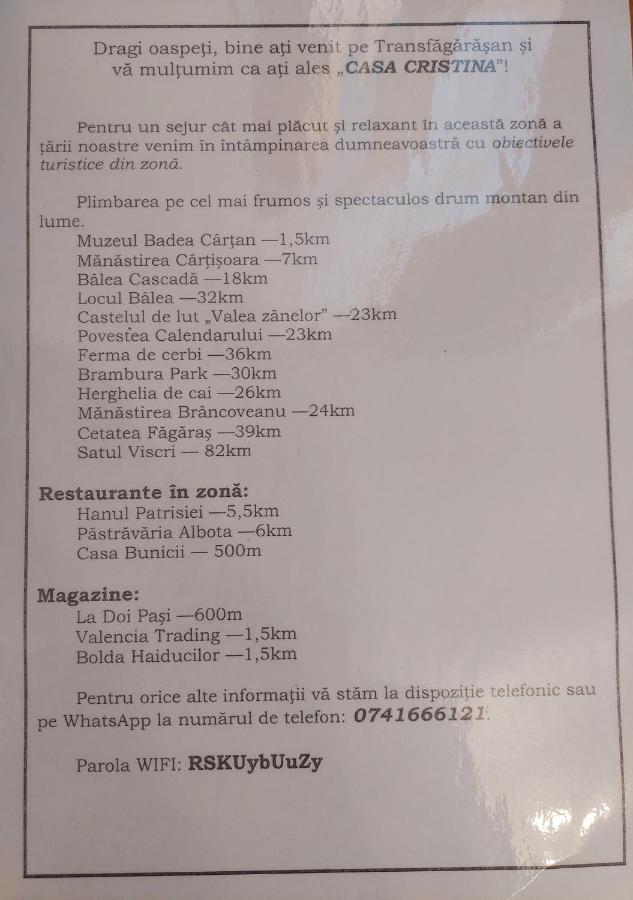 Hotel Casa Cristina à Cîrţişoara Extérieur photo